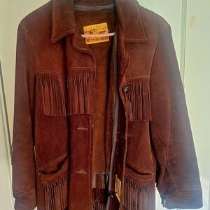 Sears Brown Suede Fringe Western Jacket Coat
